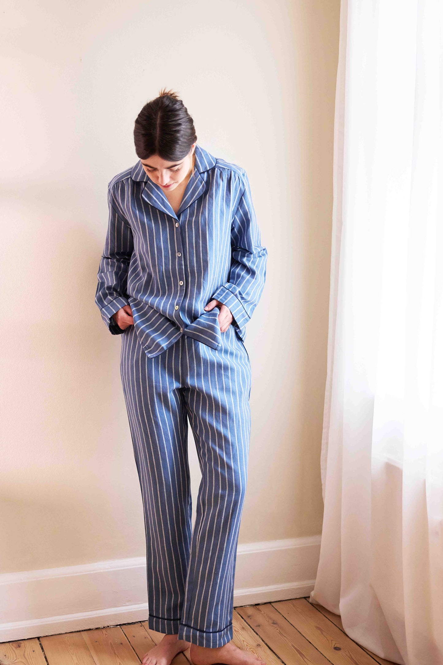 100% LINEN PYJAMAS SET // BLUE