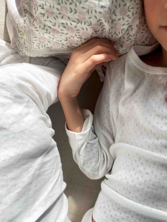 SOFT POINTELLE SET  // KIDS // WHITE