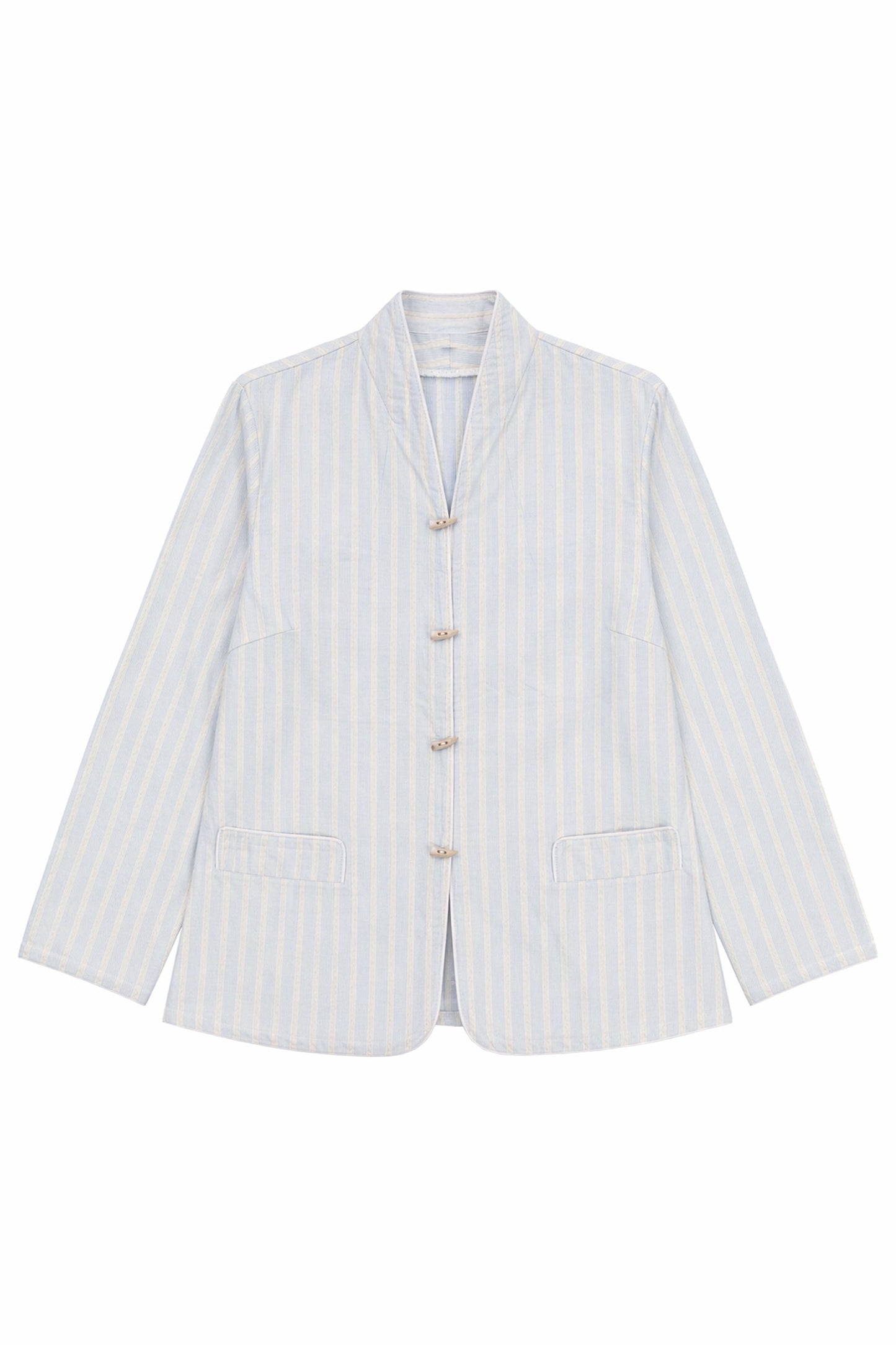 STRIBBED DOBBY PYJAMAS SET // CREAM / LT. BLUE