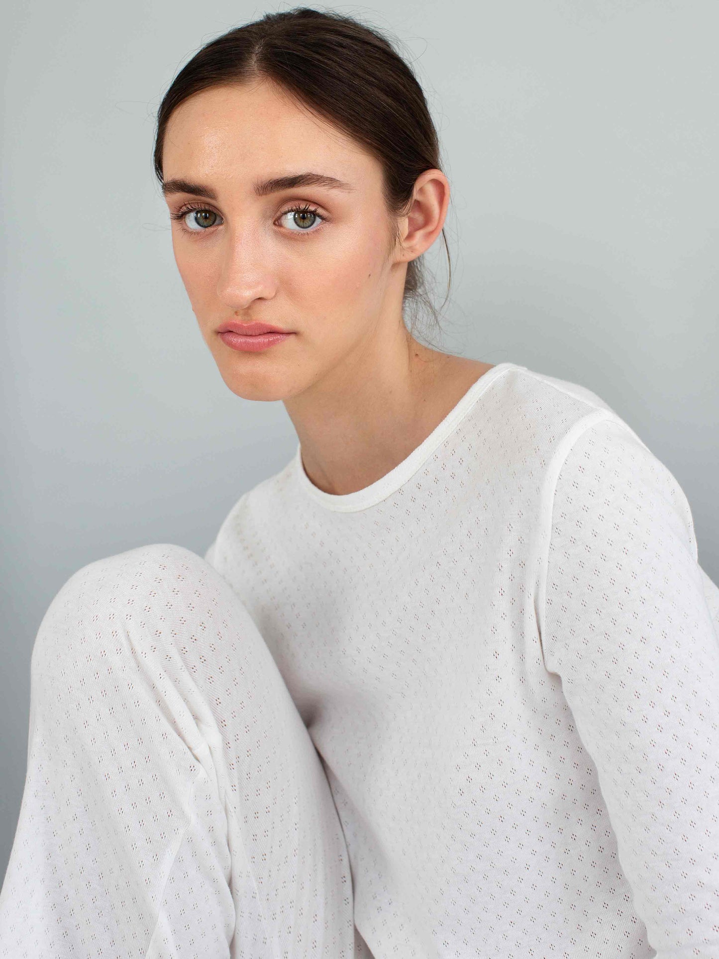 POINTELLE SET // WOMEN // WHITE COTTON