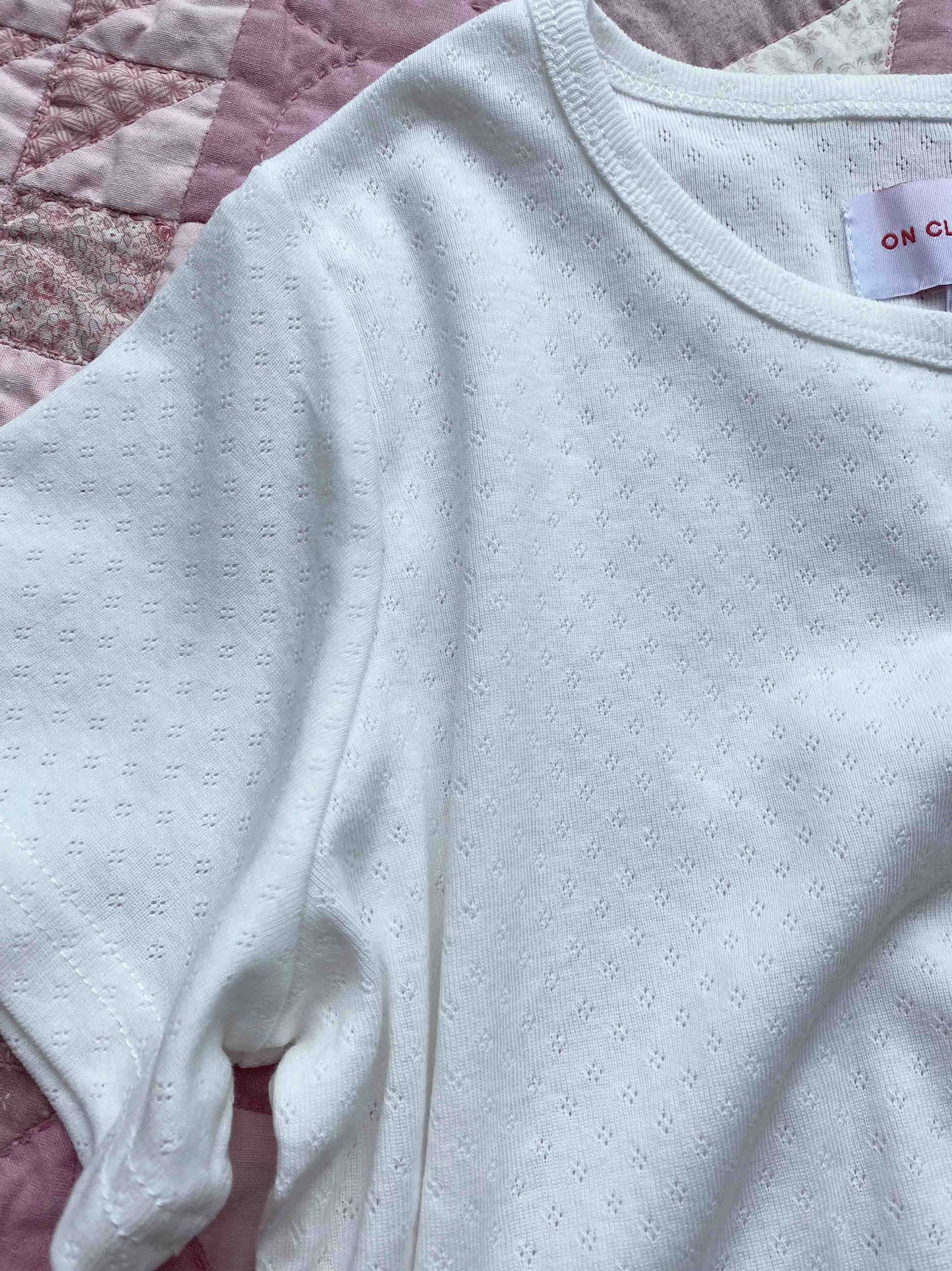 POINTELLE T-SHIRT // WOMEN // WHITE COTTON