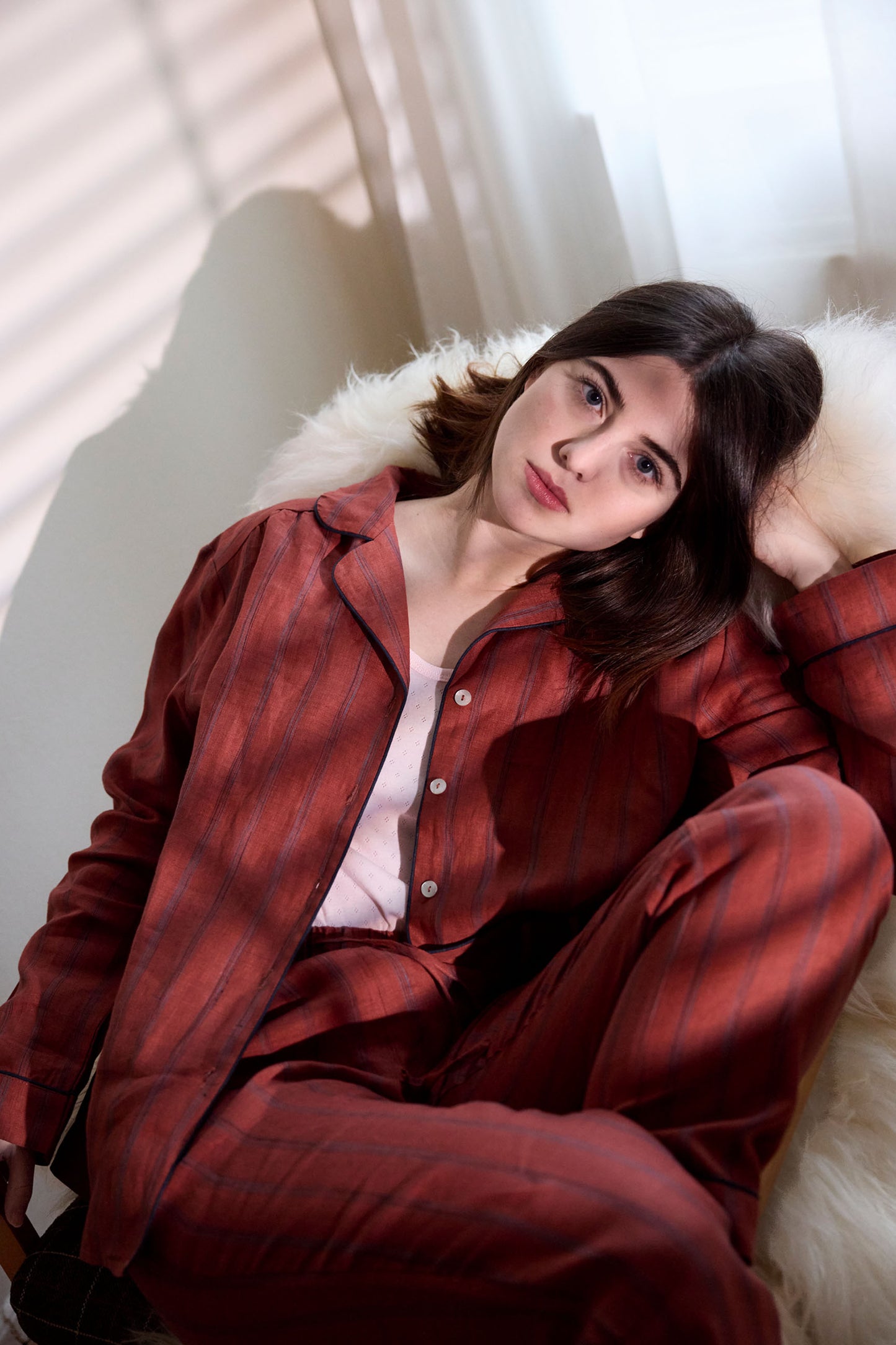 100% LINEN PYJAMAS SET // DK. TERRACOTTA