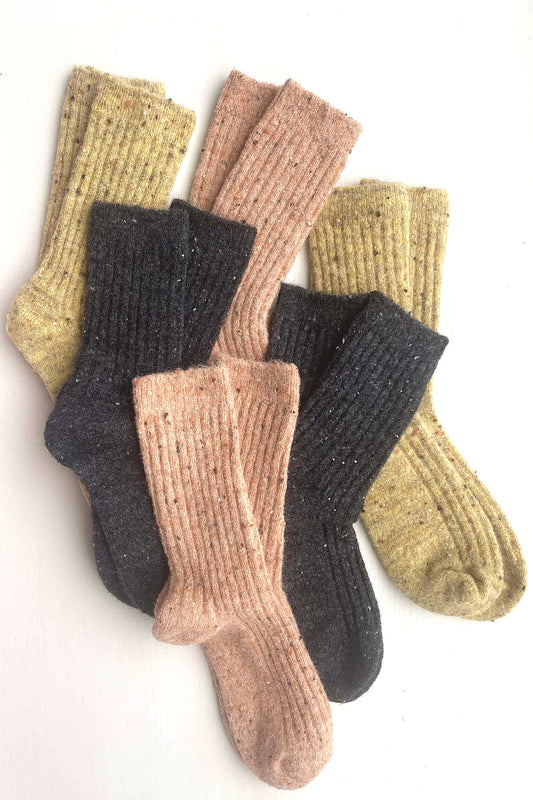 RIB WOOL SOCKS // EARTH RAINBOW
