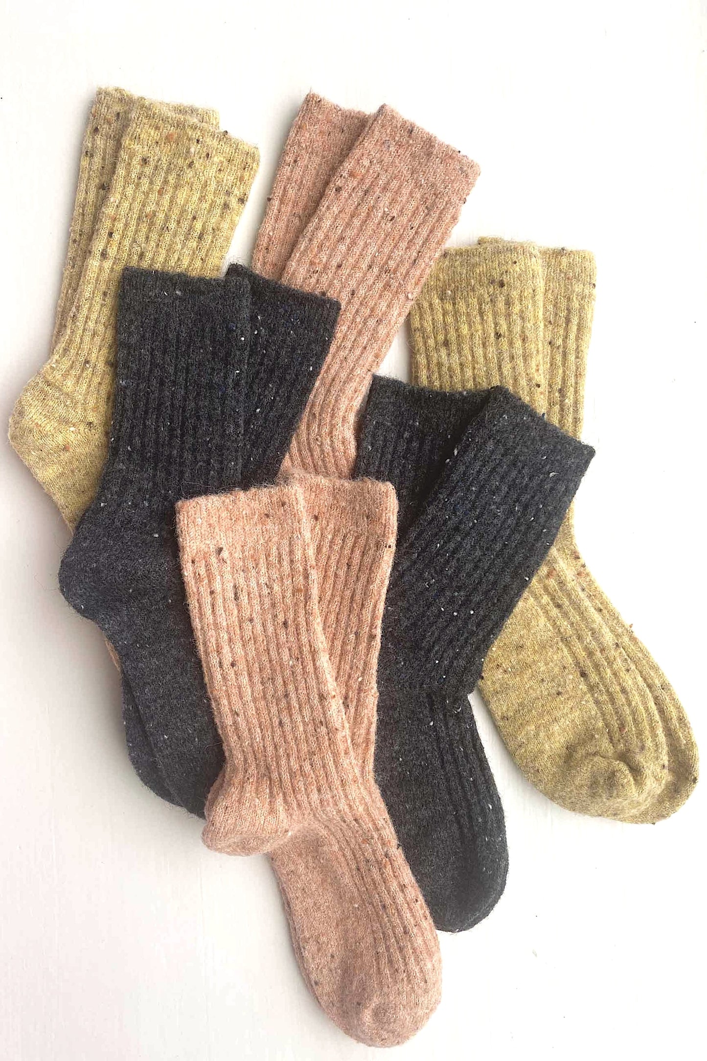 RIB WOOL SOCKS // EARTH RAINBOW