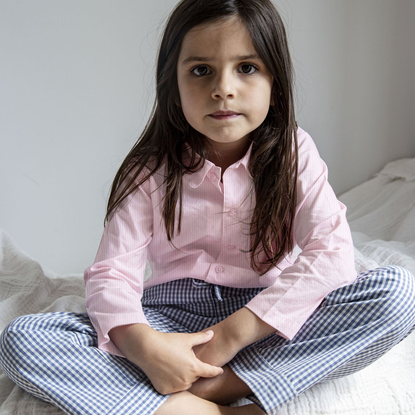 Kids pajama pants blue check