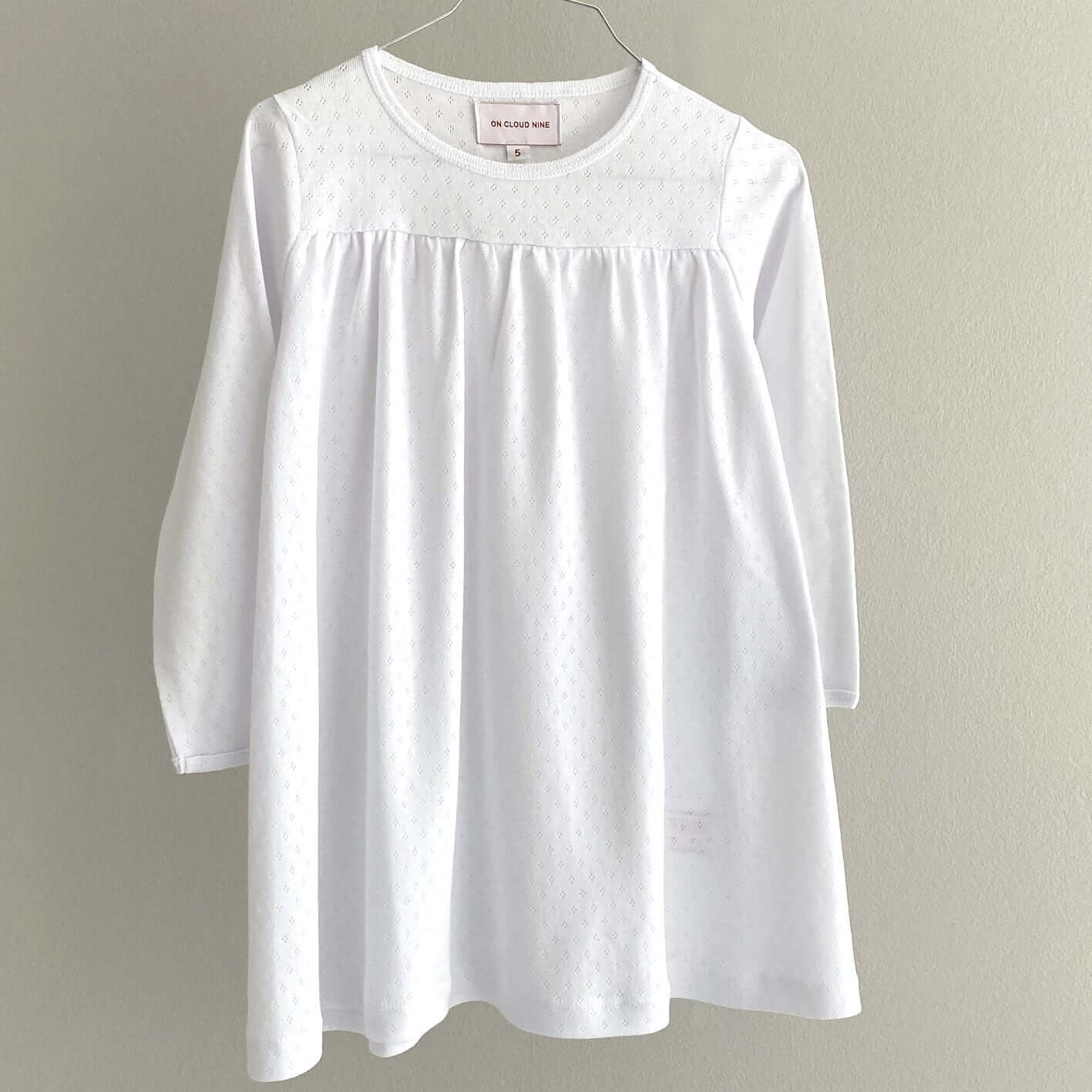 AVA DRESS // KIDS // WHITE POINTELLE ORGANIC COTTON