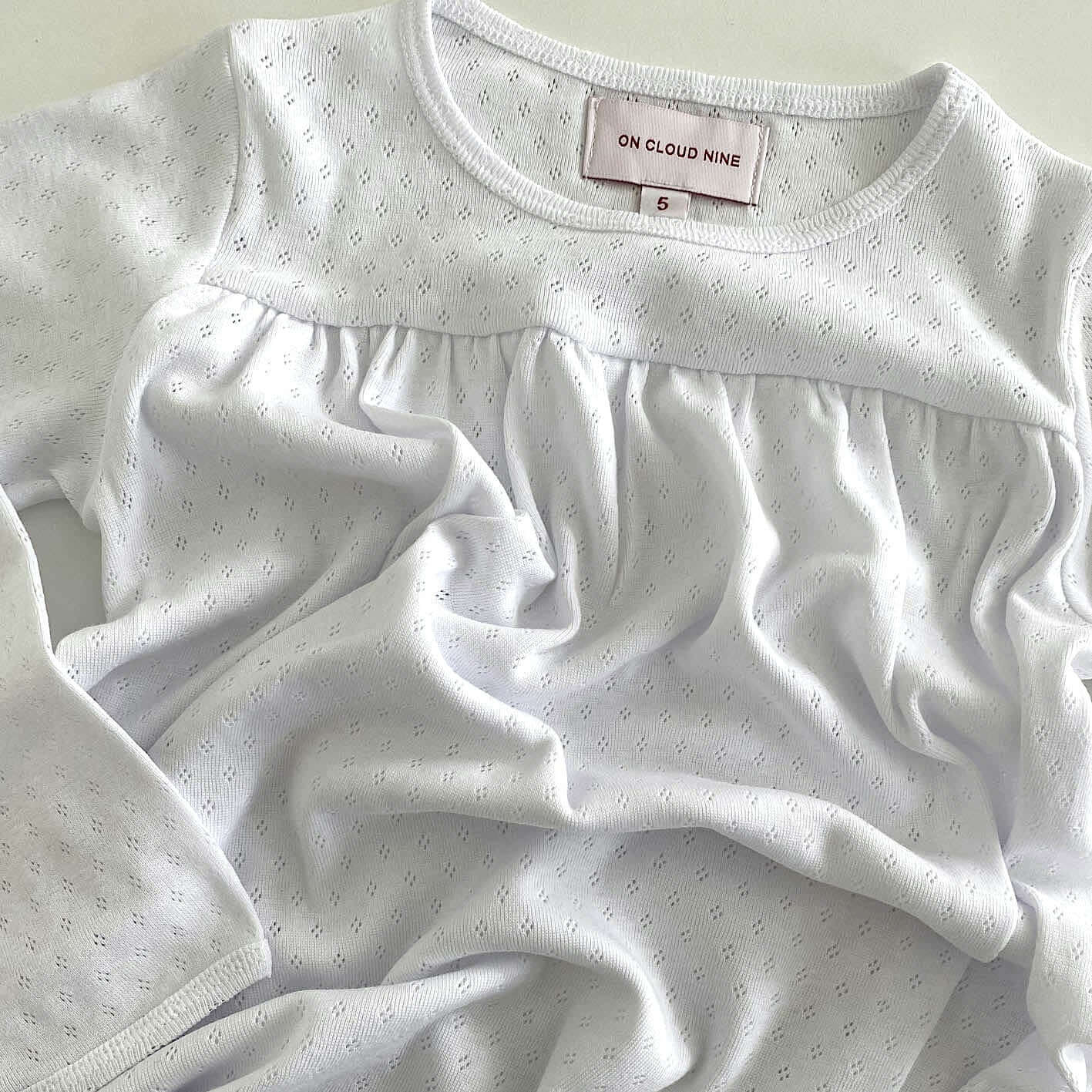 AVA DRESS // KIDS // WHITE POINTELLE ORGANIC COTTON