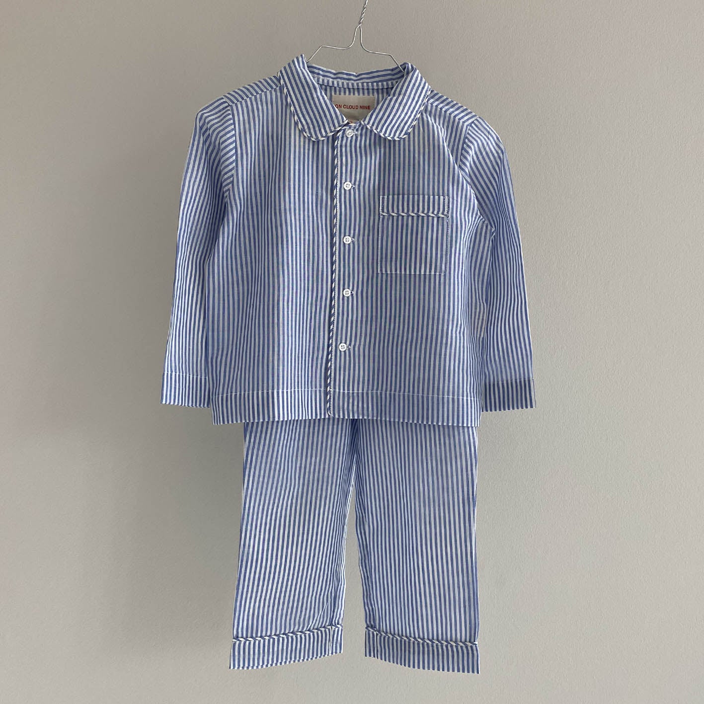 Kids pajama set blue stripes