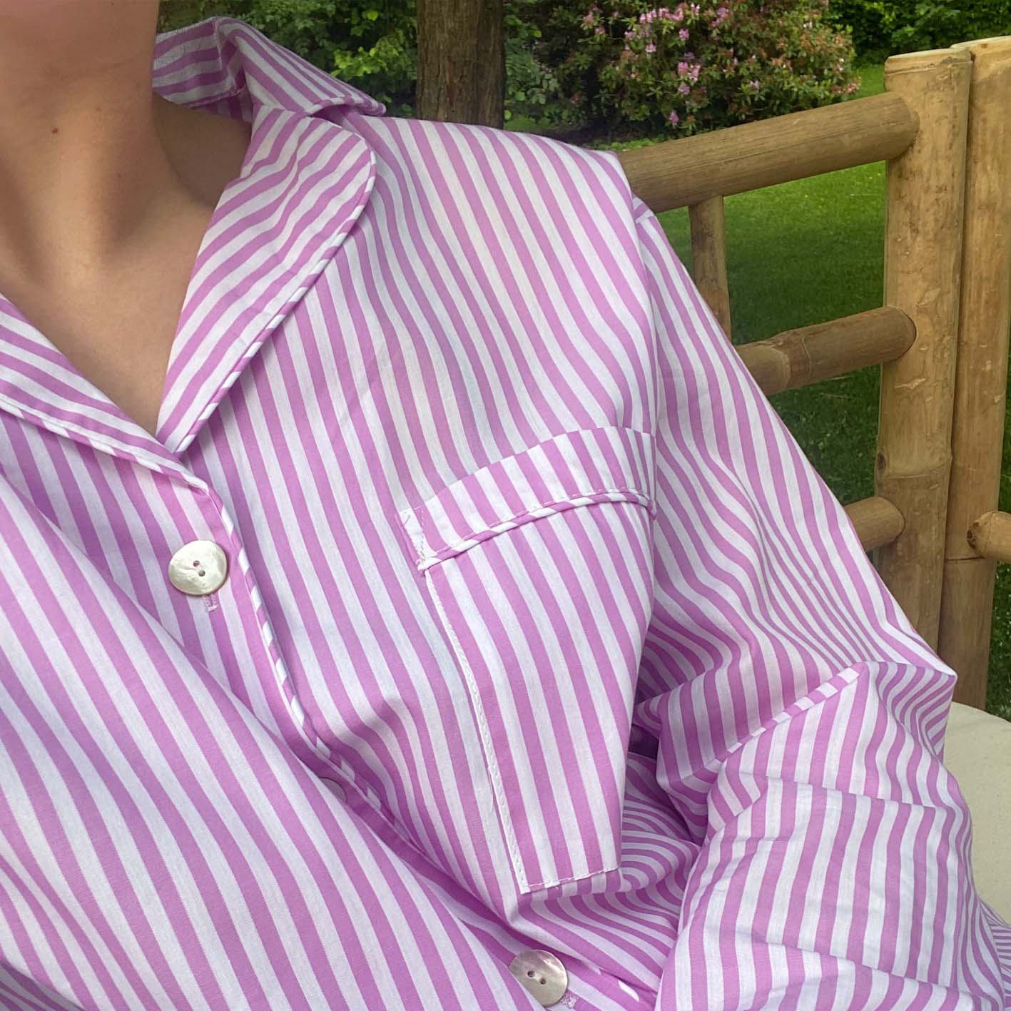PYJAMAS SHIRT // WOMEN // LILAC STRIPES