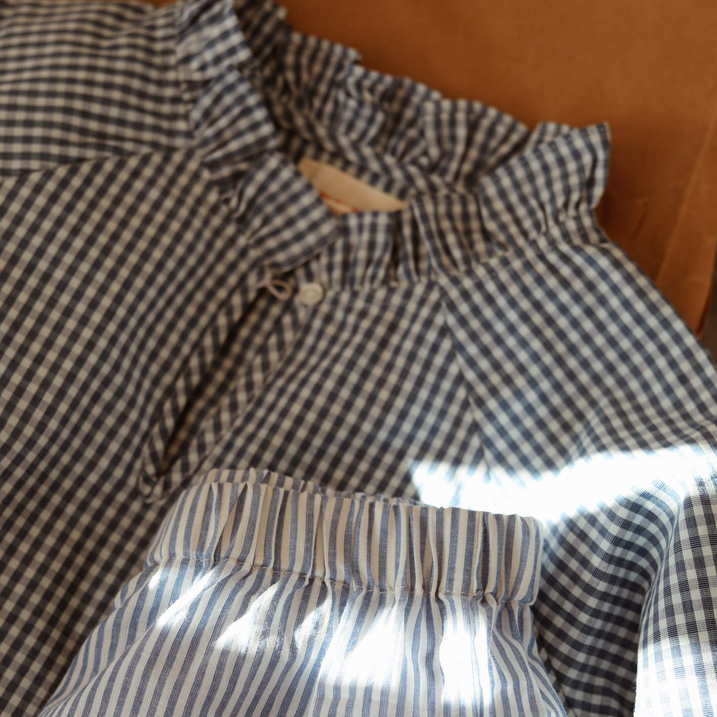 RUFFLE DRESS // KIDS // BLUE CHECKS COTTON POPLIN