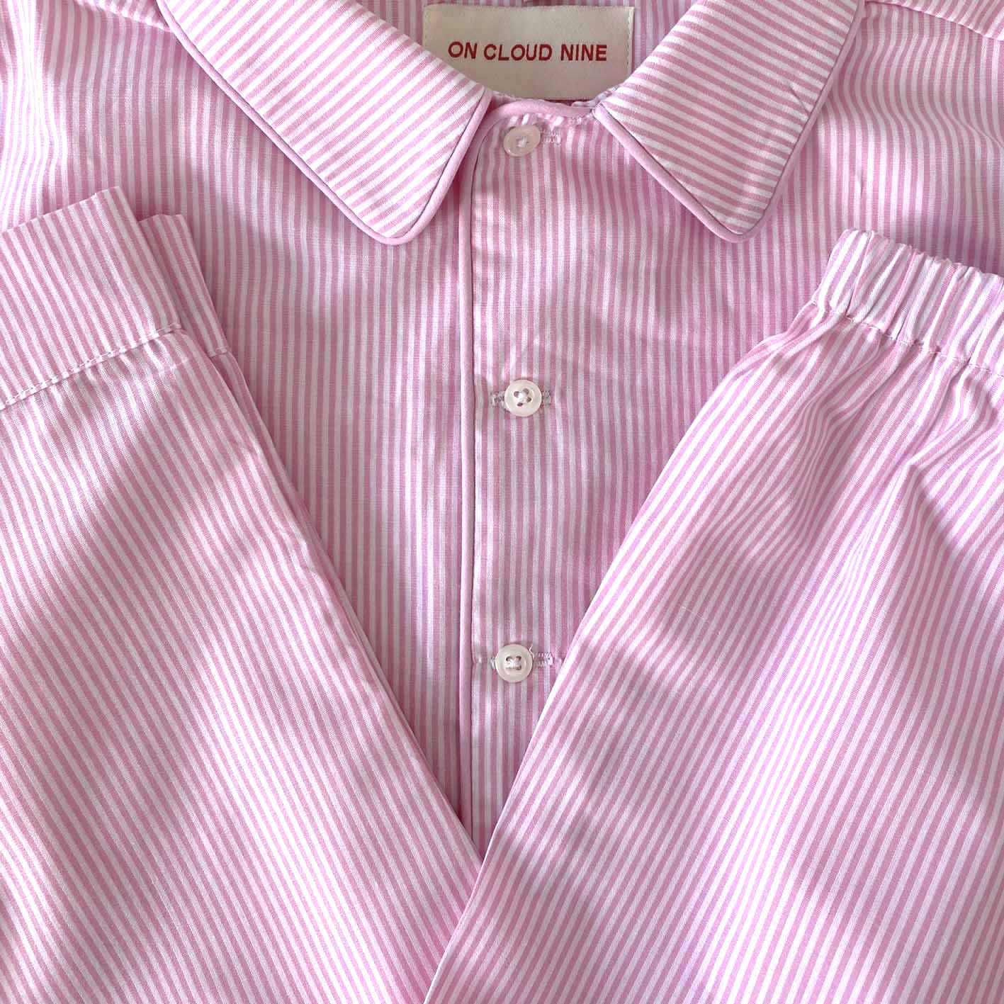 Kids pajama set pink stripe