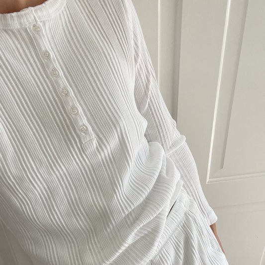 RIB BLOUSE // WOMEN // ORGANIC WHITE COTTON