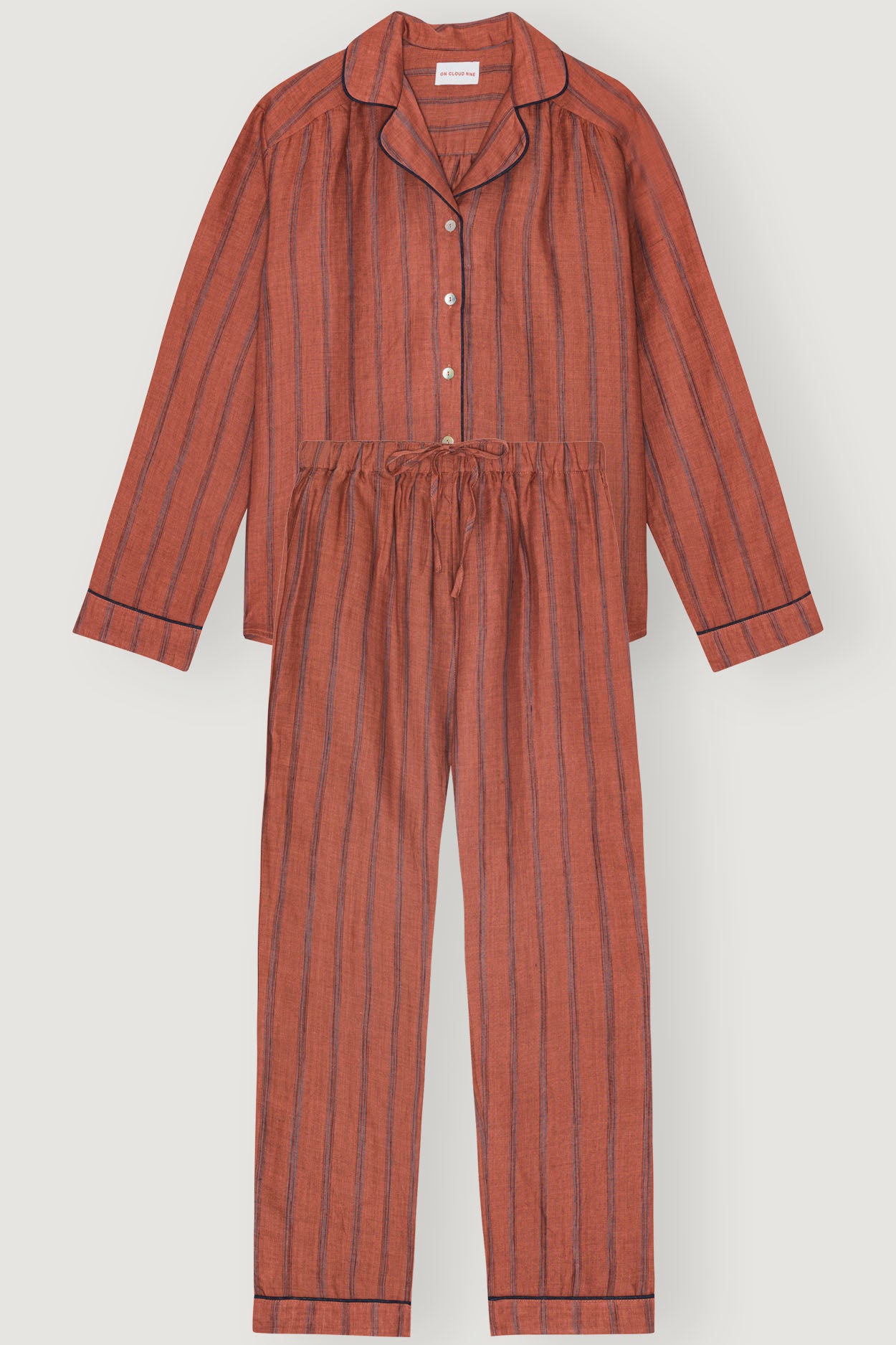 100% LINEN PYJAMAS SET // DK. TERRACOTTA