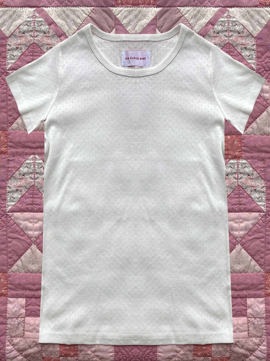 POINTELLE T-SHIRT // WOMEN // WHITE COTTON