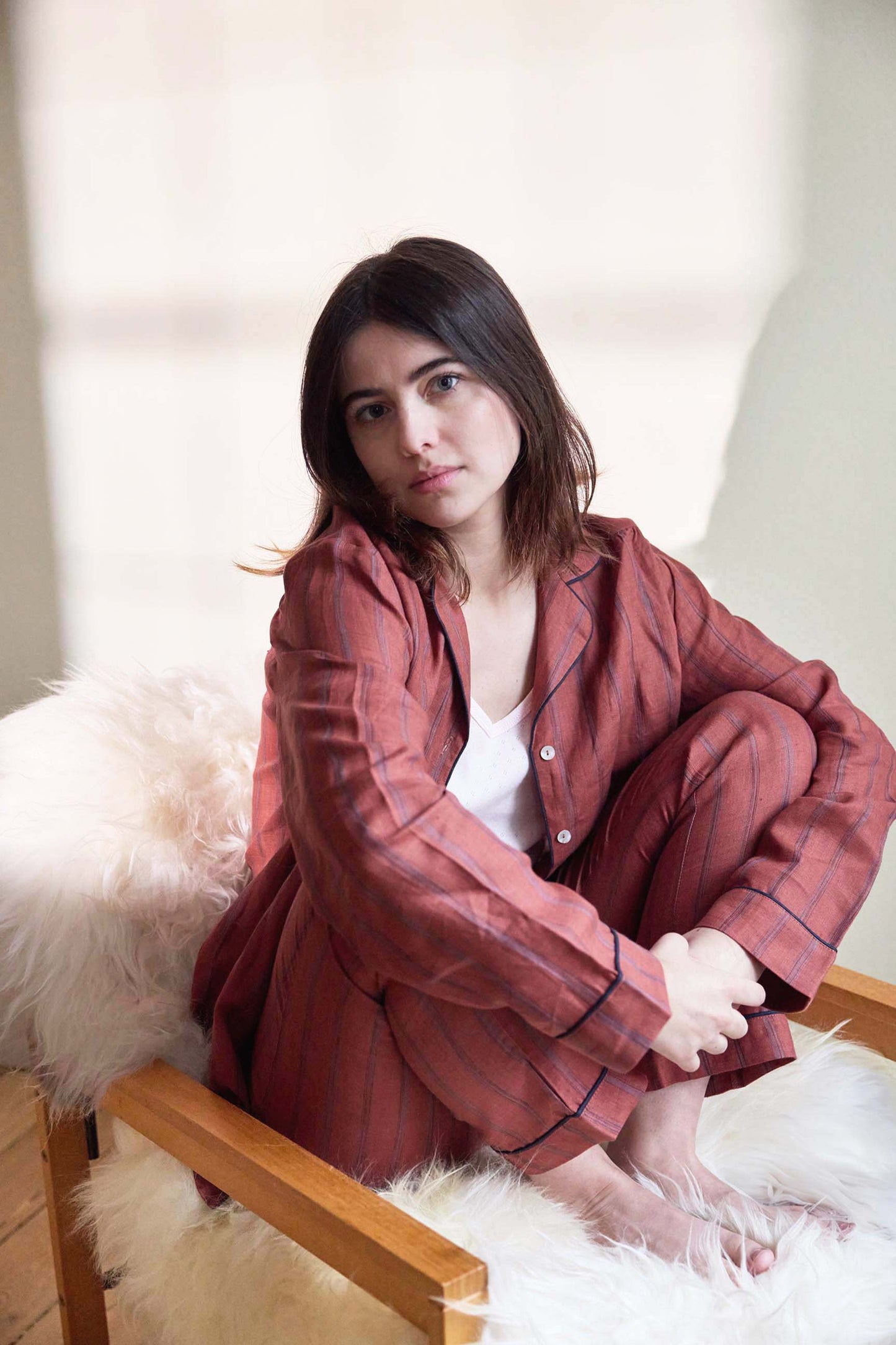 100% LINEN SHIRT // DK. TERRACOTTA