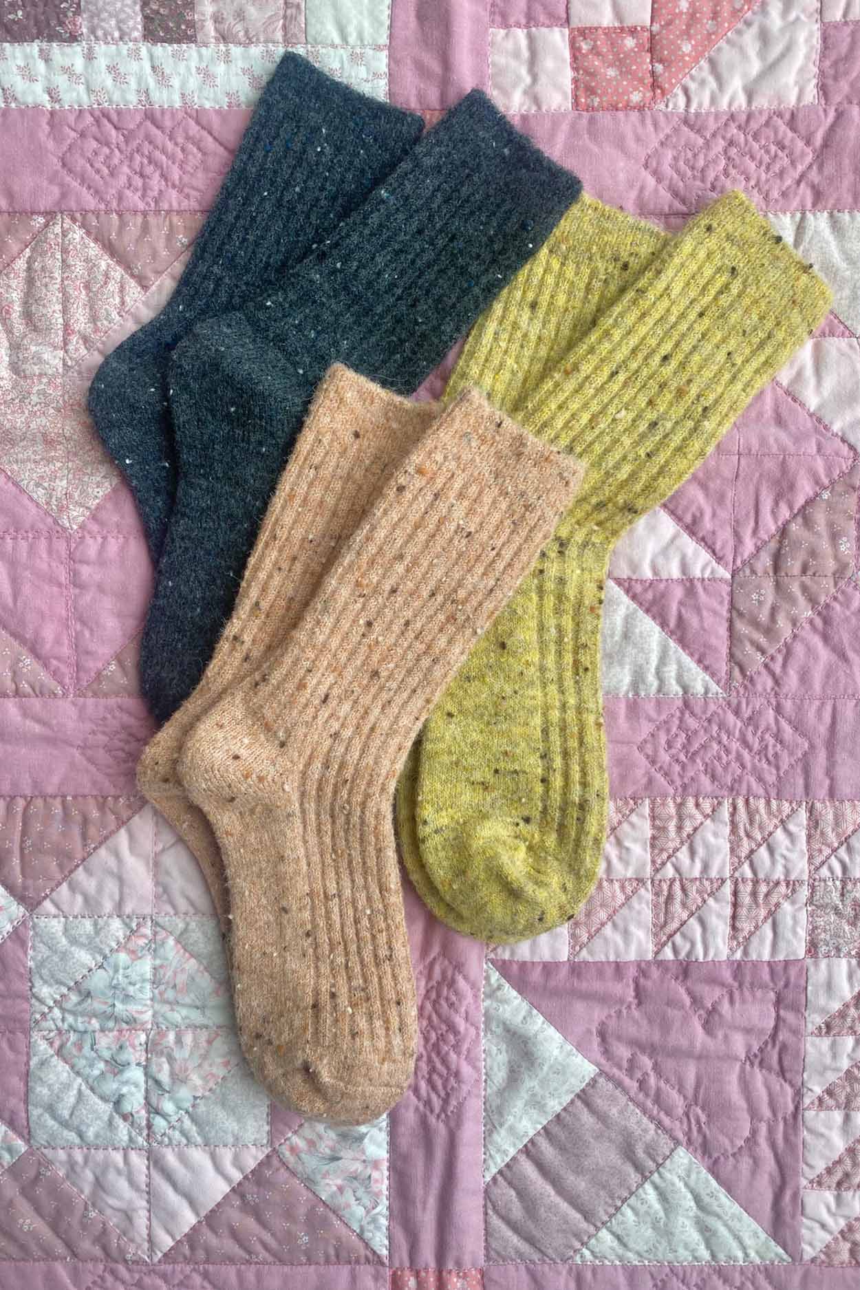 RIB WOOL SOCKS // EARTH RAINBOW