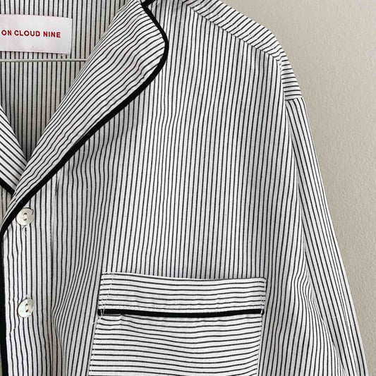 PYJAMAS SHIRT DRESS // WOMEN // GREY STRIPE